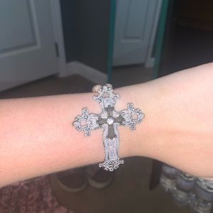 Plunder Pink&Brown Cross Bracelet Beaded